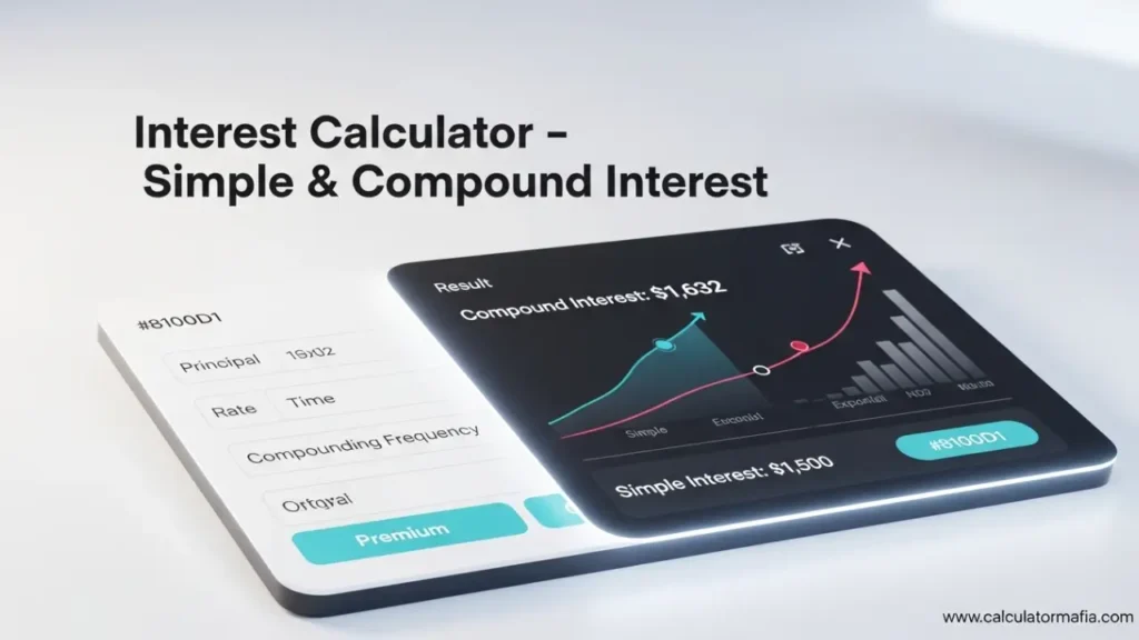 Interest Calculator: Simple & Compound Interest, interest calculator, simple interest calculator, compound interest calculator, compound interest vs simple interest, interest rate calculator, investment growth calculator, simple interest formula, compound interest formula, compounding frequency, annual compound interest, monthly compound interest, investment interest calculator, savings interest calculator, compound interest chart, interest comparison, how to calculate interest, compound interest over time, principal interest calculator, interest rate comparison, time value of money, compound growth calculator